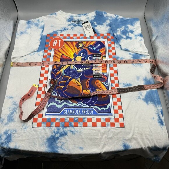 Five Nights At Freddy's FNAF Glamrock Freddy Blue Tie-Dye T-Shirt MEDIUM New - Picture 2 of 8